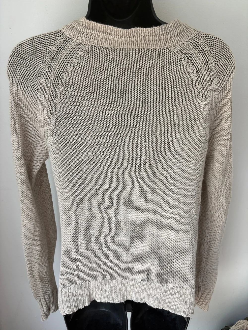 J. Crew 100% linen Button-Front Knit Cardigan Sweater with leather buttons